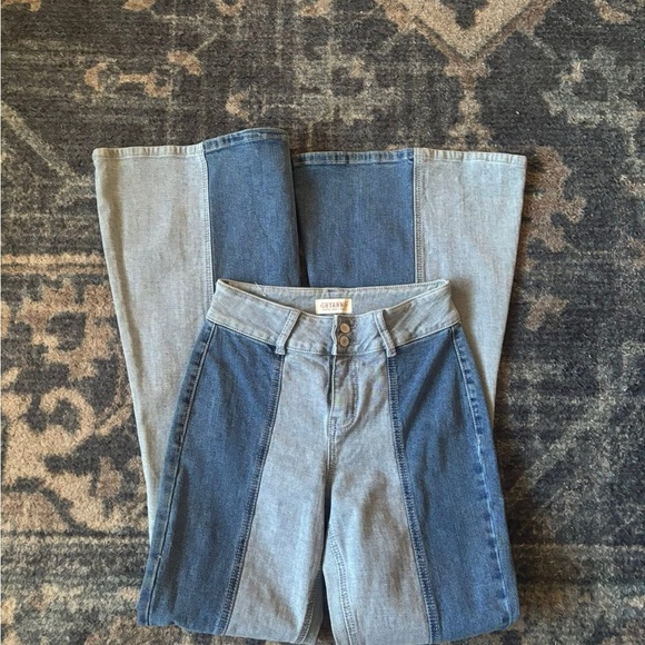 Shyanne Denim - Shyanne Blue Two-Tone Flare Jeans